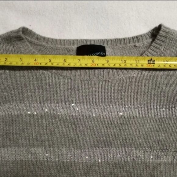 Cynthia Rowley Longsleeves Gray Angora Wool Blend Sequins Women's Sweater - Picture 3 of 7